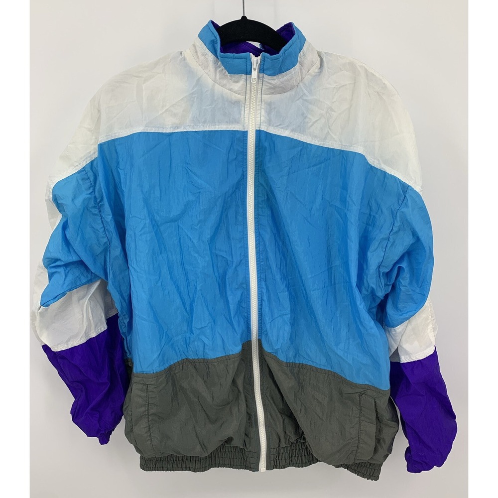 Vintage PB Collections Men's Medium Lined Jacket Zip Windbreaker Colorblock
